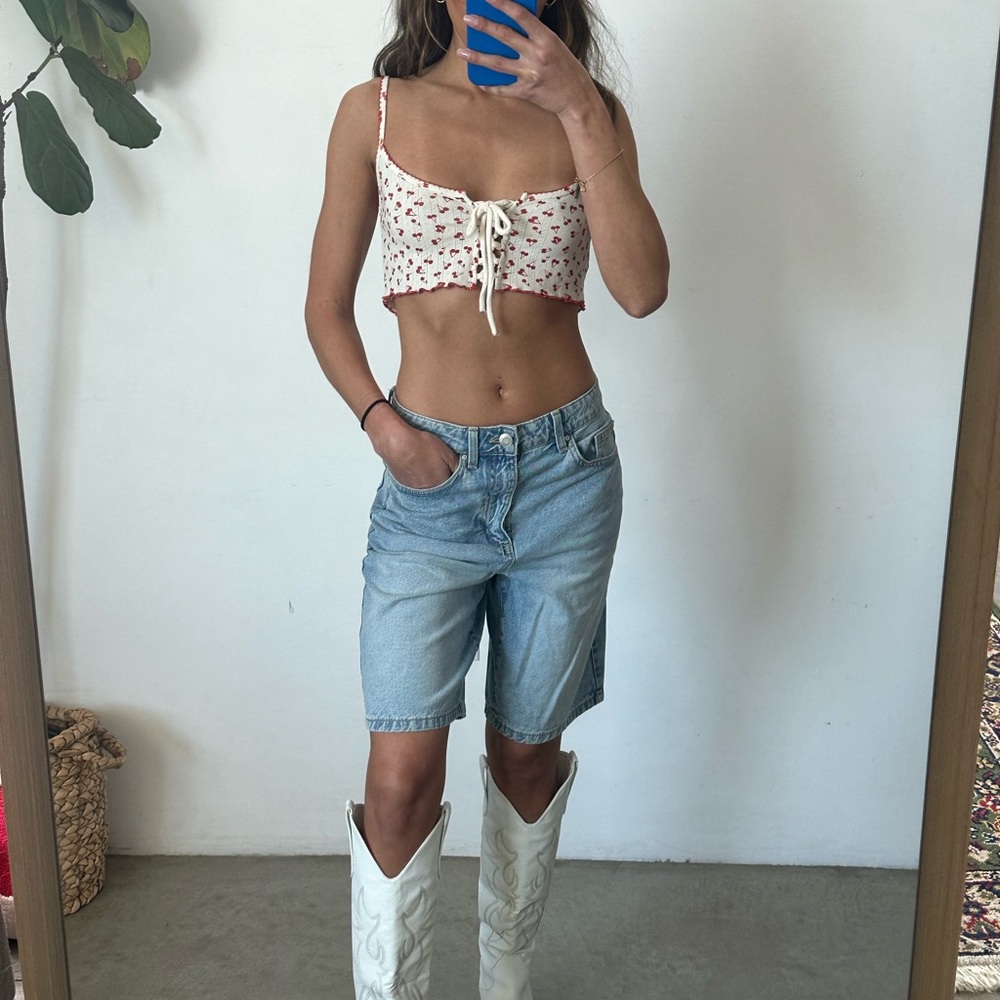 Vintage Cherry Print Crop Top